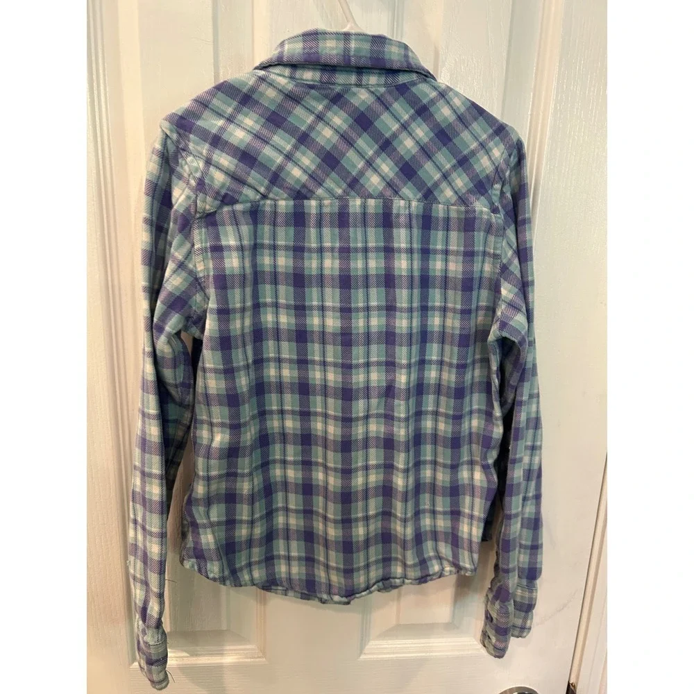 Carhartt Plaid Button Down Purple Blue Kids M 10 Long Sleeve‎ Flannel Shirt